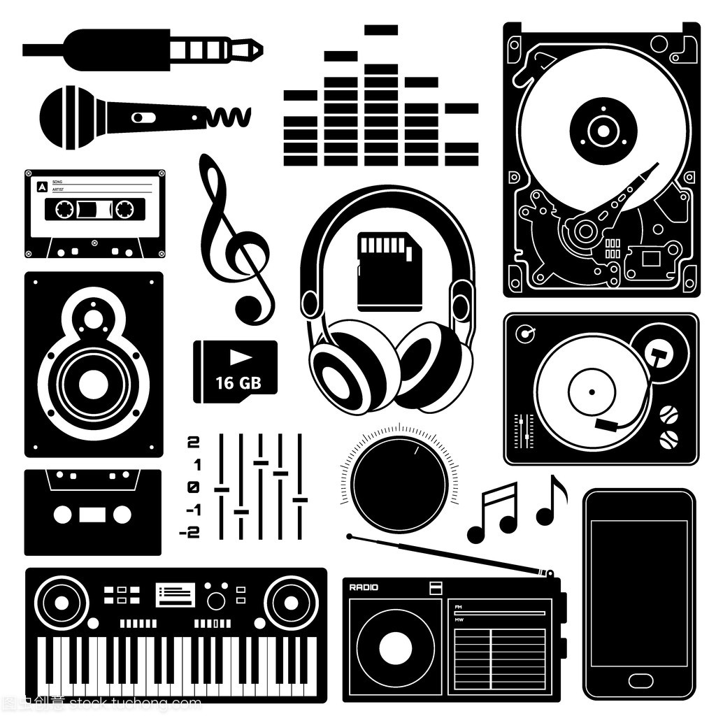 黑色的音响设备图标